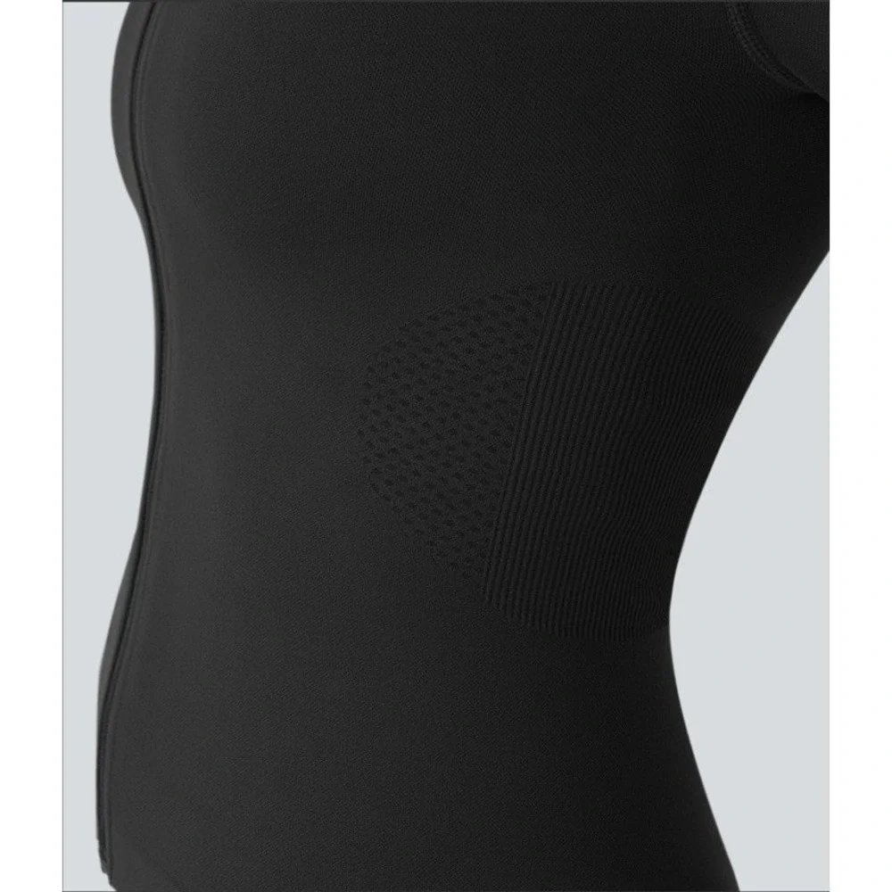Halara OneForm Seamless Flow Collar Zip Up Jacket Raglan Thumb Hole Black M NWT - Picture 4 of 10